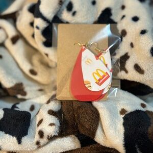 Red Teardrop Earrings with Logo